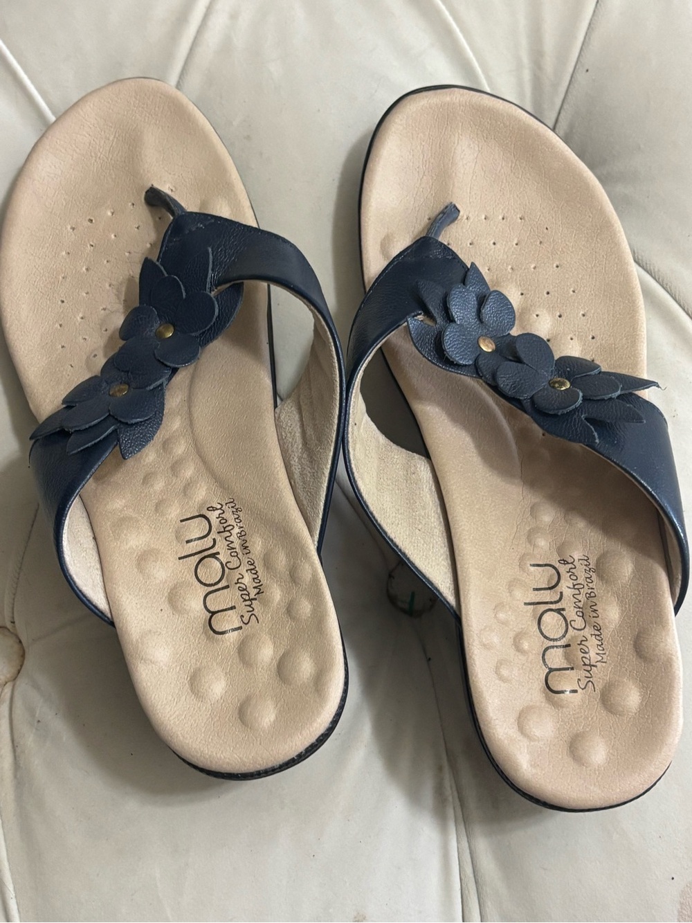 Malu Navy Floral Thong Sandals for Women